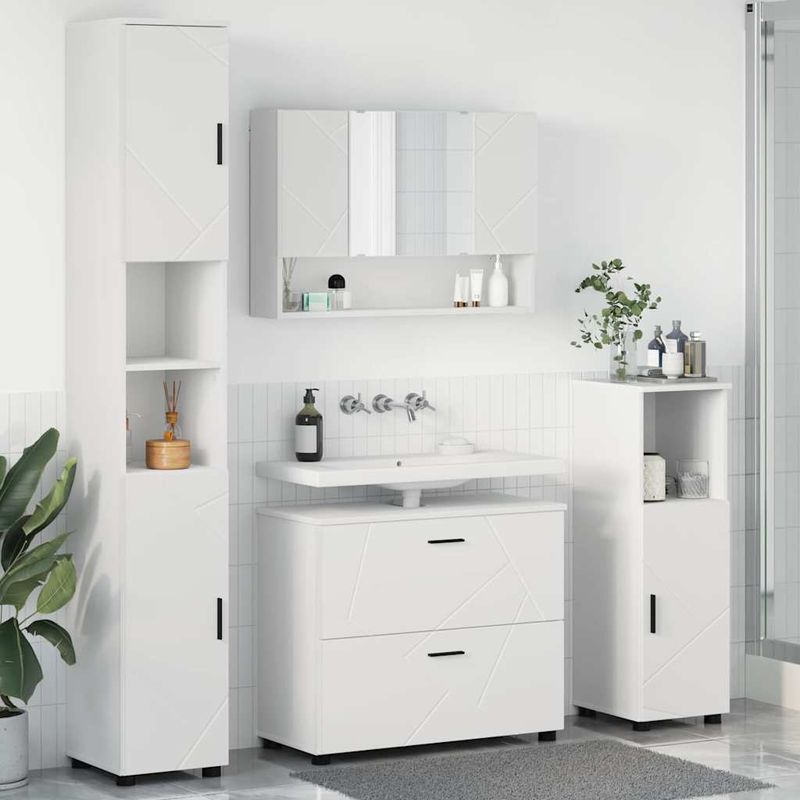 Casa si Gradina - Mobilier - Seturi de mobilier - Seturi baie - Set de mobilier pentru baie cu raft 4 pcs Alb 30 x 35 x 192 cm - Infinity.ro