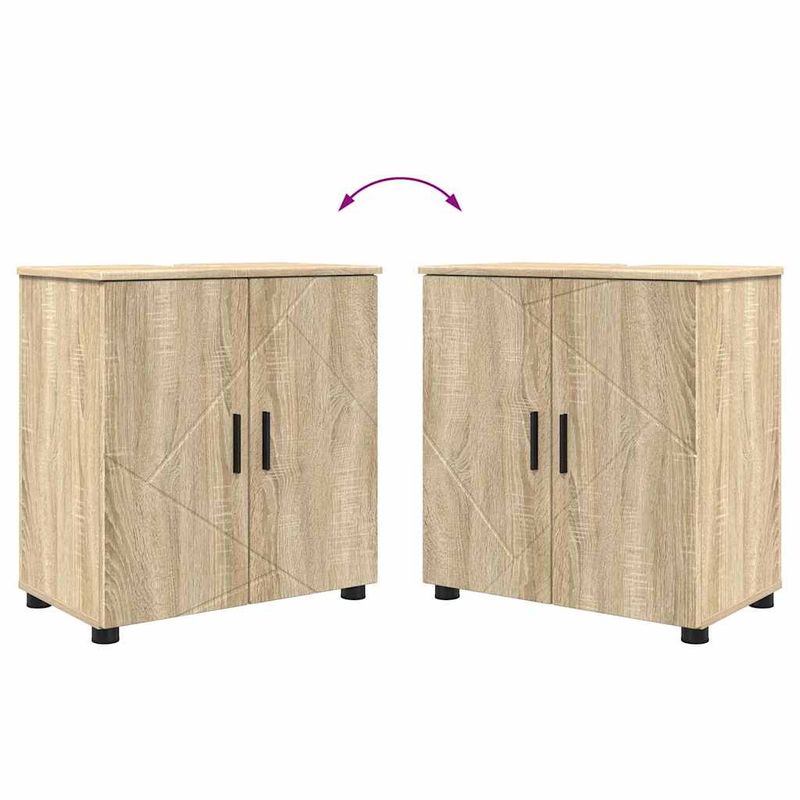 Casa si Gradina - Mobilier - Mobilier baie - Corpuri baie - Set de mobilier pentru baie 3 pcs Stejar sonoma 61 x 35 x 64 cm - Infinity.ro