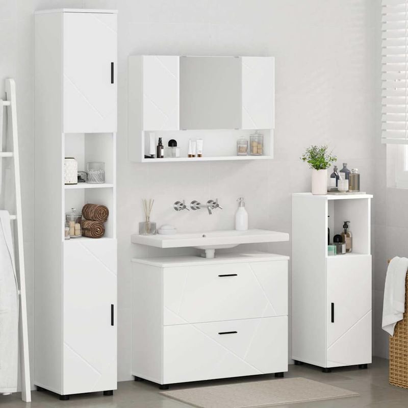 Casa si Gradina - Mobilier - Seturi de mobilier - Seturi baie - Set de mobilier pentru baie cu raft 4 pcs Alb 30 x 35 x 192 cm - Infinity.ro