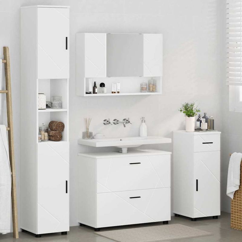 Casa si Gradina - Mobilier - Seturi de mobilier - Seturi baie - Set de mobilier pentru baie cu raft 4 pcs Alb 30 x 35 x 192 cm - Infinity.ro