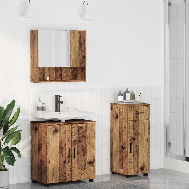 Casa si Gradina - Mobilier - Mobilier baie - Corpuri baie - Set de mobilier pentru baie 3 pcs Lemn vechi 61 x 35 x 64 cm - Infinity.ro