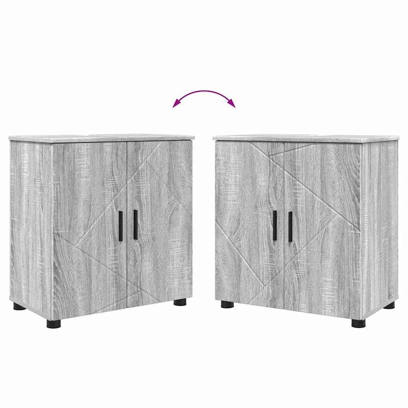 Casa si Gradina - Mobilier - Mobilier baie - Corpuri baie - Set de mobilier pentru baie 3 pcs sonoma gri 61 x 35 x 64 cm - Infinity.ro
