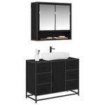 Casa si Gradina - Mobilier - Seturi de mobilier - Seturi baie - Set de mobilier pentru baie 2 pcs Stejar negru 80 x 33 x 60 cm - Infinity.ro