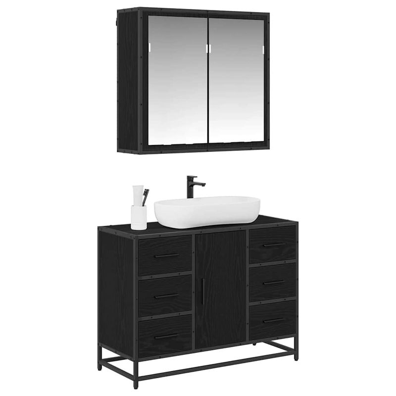Casa si Gradina - Mobilier - Seturi de mobilier - Seturi baie - Set de mobilier pentru baie 2 pcs Stejar negru 80 x 33 x 60 cm - Infinity.ro