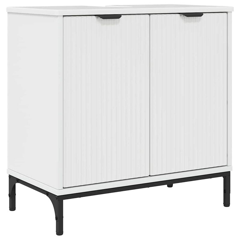 Casa si Gradina - Mobilier - Mobilier baie - Corpuri baie - Set de mobilier pentru baie Alb lucios Lemn de inginerie, Metal - Infinity.ro