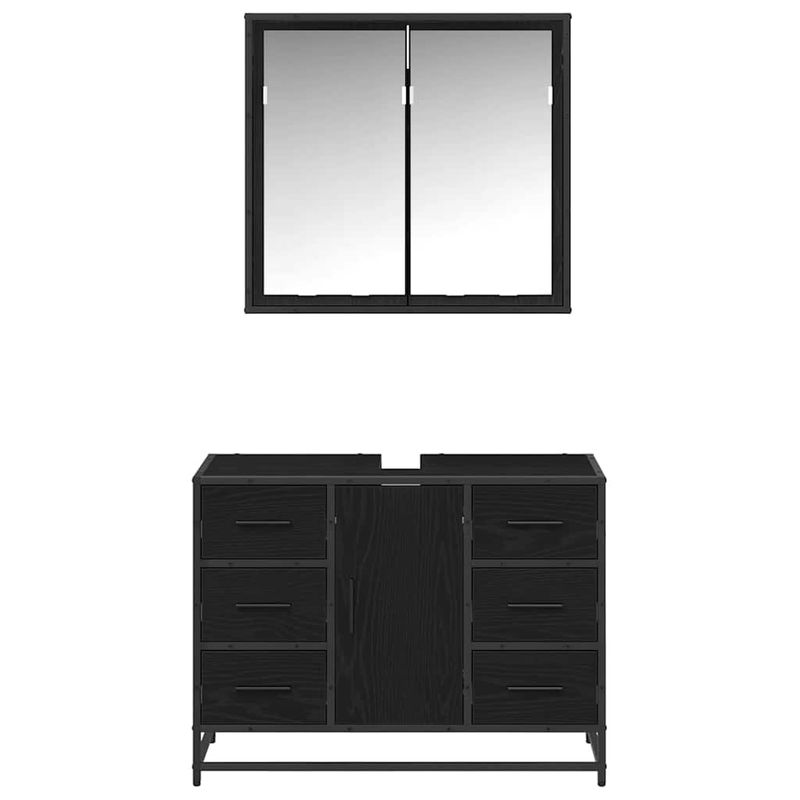 Casa si Gradina - Mobilier - Seturi de mobilier - Seturi baie - Set de mobilier pentru baie 2 pcs Stejar negru 80 x 33 x 60 cm - Infinity.ro