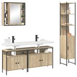 Casa si Gradina - Mobilier - Seturi de mobilier - Seturi baie - Set de mobilier pentru baie cu raft Pe perete cu depozitare cu usa cu oglinda 4 pcs Stejar sonoma - Infinity.ro