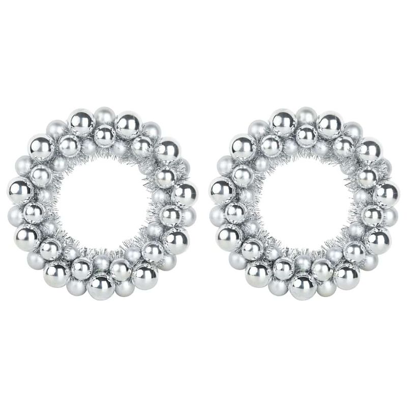 Casa si Gradina - Decoratiuni - Decoratiuni de sezon - Coronite cu globuri de Craciun 2 pcs Argintiu 33 x 33 x 7 cm - Infinity.ro