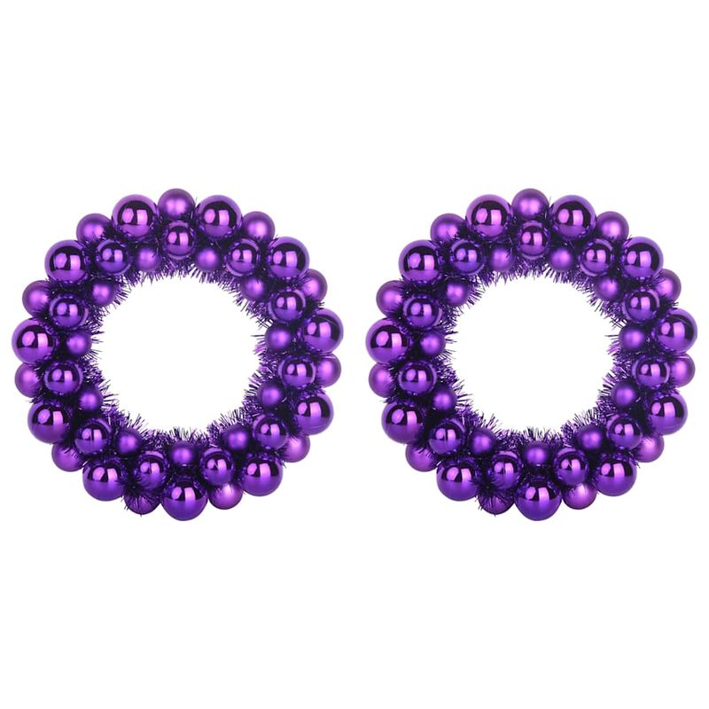 Casa si Gradina - Decoratiuni - Decoratiuni de sezon - Coronite cu globuri de Craciun 2 pcs Violet 33 x 33 x 7 cm - Infinity.ro