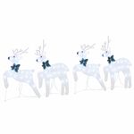 Casa si Gradina - Decoratiuni - Decoratiuni de sezon - Decoratiune cu reni, 4 pcs Argintiu 45 x 19 x 65 cm tesatura - Infinity.ro