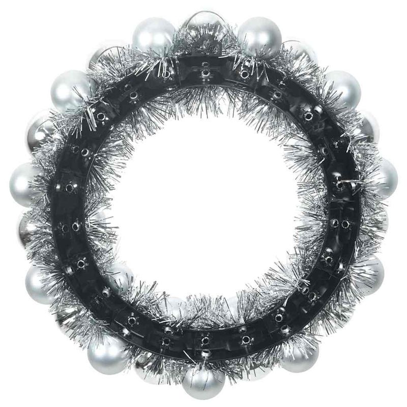 Casa si Gradina - Decoratiuni - Decoratiuni de sezon - Coronite cu globuri de Craciun 2 pcs Argintiu 33 x 33 x 7 cm - Infinity.ro