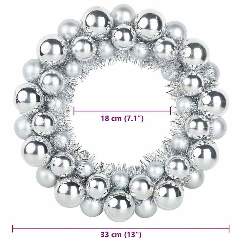 Casa si Gradina - Decoratiuni - Decoratiuni de sezon - Coronite cu globuri de Craciun 2 pcs Argintiu 33 x 33 x 7 cm - Infinity.ro
