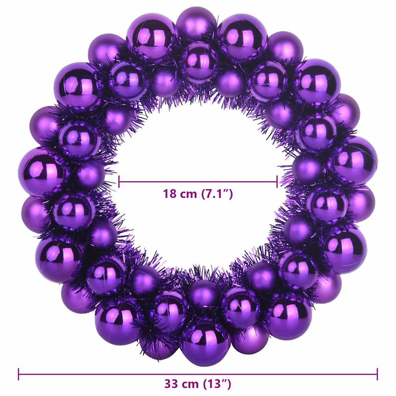 Casa si Gradina - Decoratiuni - Decoratiuni de sezon - Coronite cu globuri de Craciun 2 pcs Violet 33 x 33 x 7 cm - Infinity.ro