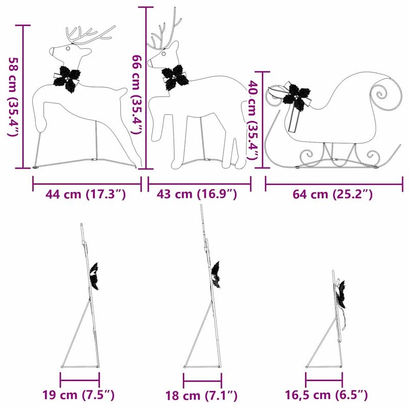 Casa si Gradina - Decoratiuni - Decoratiuni de sezon - Decoratiune cu reni, 7 pcs Argintiu tesatura - Infinity.ro