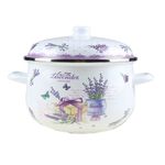 Casa si Gradina - Bucatarie si vesela - Vase pentru gatit - Oale si cratite - Cratita cu capac, emailata, N2L Store, 22 cm, 3.9 l, Grunberg, GR2200, ALB/MOV - Infinity.ro