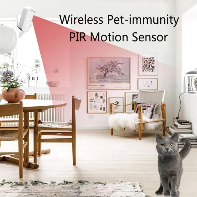 Casa si Gradina - Electrice - Smart Home - Alarme si accesorii - Detector de senzor de mișcare PIR wireless 433MHz cu imunitate la animale de companie, 15kg, EV1527 - Infinity.ro