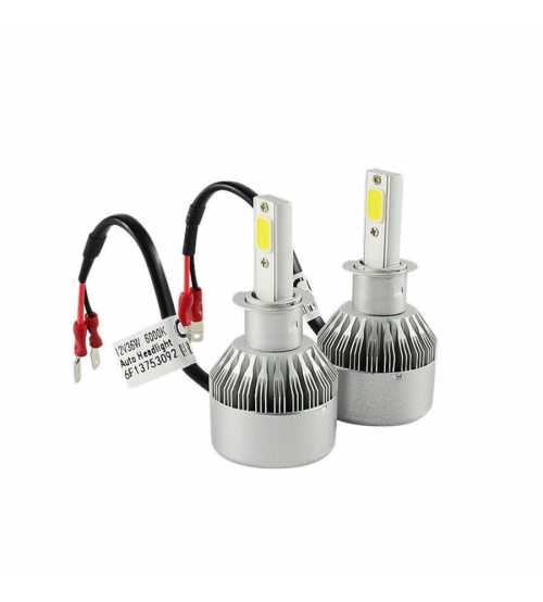 Becuri LED H3 – Set 2 Becuri Auto, 70W, 7200 Lumeni, 12V/24V, Lumina Puternica
