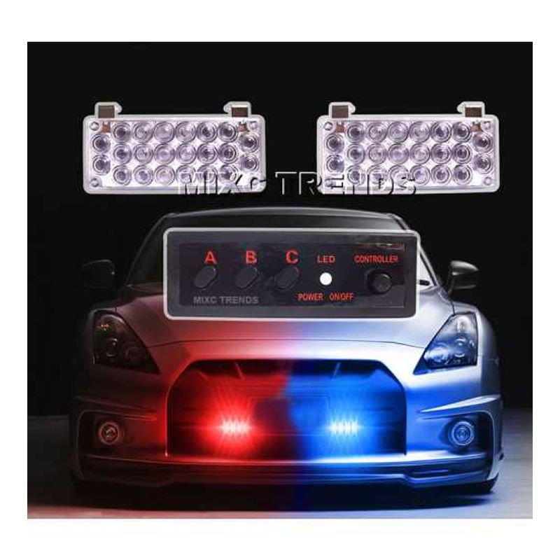 Auto si Moto - Piese auto si accesorii - Caroserie - Faruri, stopuri si proiectoare - Girofar stroboscop LED roșu-albastru – Set 2 pătrate, lumină de avertizare auto - Infinity.ro