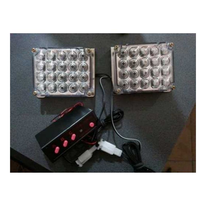 Auto si Moto - Piese auto si accesorii - Caroserie - Faruri, stopuri si proiectoare - Girofar stroboscop LED roșu-albastru – Set 2 pătrate, lumină de avertizare auto - Infinity.ro