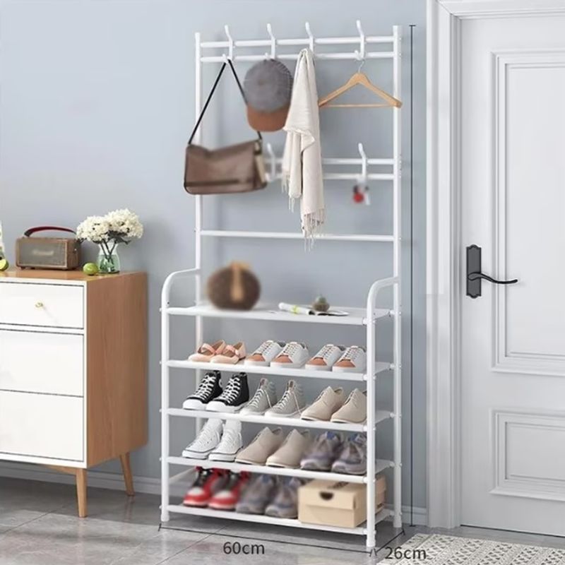 Casa si Gradina - Mobilier - Organizare si depozitare - Cuiere - Cuier haine cu suport pantofi, 5 rafturi - Infinity.ro