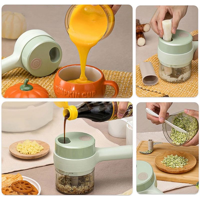 Electronice si Electrocasnice - Electrocasnice bucatarie - Mixere, tocatoare & roboti de bucatarie - Blendere si mini tocatoare - Tocator electric de legume, fructe, condimente si carne, 4 in 1 - Infinity.ro