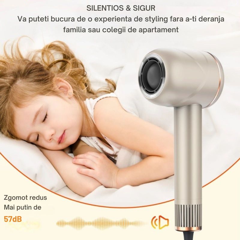 Ingrijire personala si Cosmetice - Aparate & accesorii ingrijire personala - Hair styling - Uscatoare de par - Uscator de par profesional, 1800W, 4 trepte de temperatura, 3 trepte de viteza, buton aer rece, ingrijire cu ioni minera - Infinity.ro