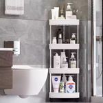 Casa si Gradina - Mobilier - Mobilier baie - Etajere baie - Raft de colt cu 4 niveluri, multifunctional, cu roti, alb, 34 x 24 x 93 cm - Infinity.ro