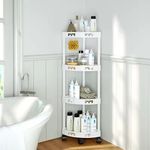 Casa si Gradina - Mobilier - Mobilier baie - Etajere baie - Raft de colt cu 4 niveluri, multifunctional, cu roti, alb, 34 x 24 x 93 cm - Infinity.ro
