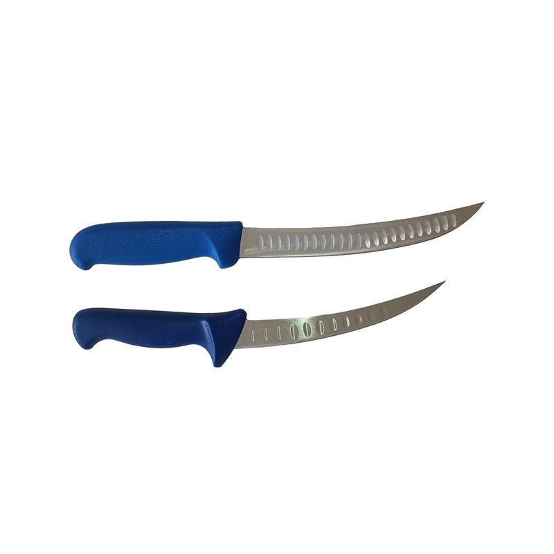 Casa si Gradina - Bucatarie si vesela - Vesela si tacamuri - Cutite si seturi de cutite - Set 2 cutite profesionale macelarie, 1 Cutit transat, 1 Cutit dezosat si degresat, lama cu alveole anti-lipire, otel - Infinity.ro