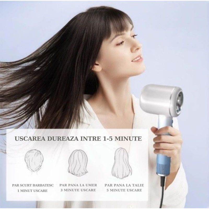 Ingrijire personala si Cosmetice - Aparate & accesorii ingrijire personala - Hair styling - Uscatoare de par - Uscator de par profesional, 1800W, 4 trepte de temperatura, 3 trepte de viteza, buton aer rece ingrijire cu ioni mineral - Infinity.ro