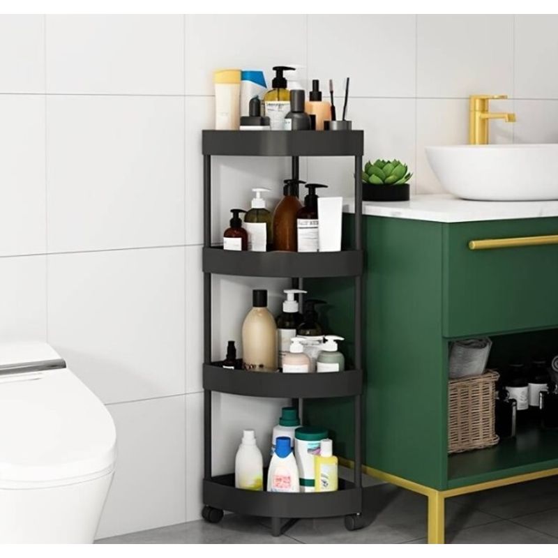 Casa si Gradina - Mobilier - Mobilier baie - Etajere baie - Raft de colt cu 4 niveluri, 34 x 24 x 93 cm, negru - Infinity.ro