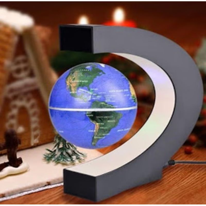 Casa si Gradina - Corpuri si surse de iluminat - Veioze si lampi - Veioze - Glob pamantesc, magnetic, plutitor cu iluminare LED, suport tip C - Infinity.ro