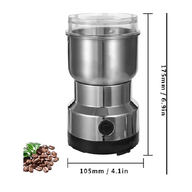 Electronice si Electrocasnice - Electrocasnice bucatarie - Mixere, tocatoare & roboti de bucatarie - Blendere si mini tocatoare - Rasnita electrica, cafea, condimente si nuci, carcasa si lame din inox, 200W, capacitate 100g, argintiu - Infinity.ro