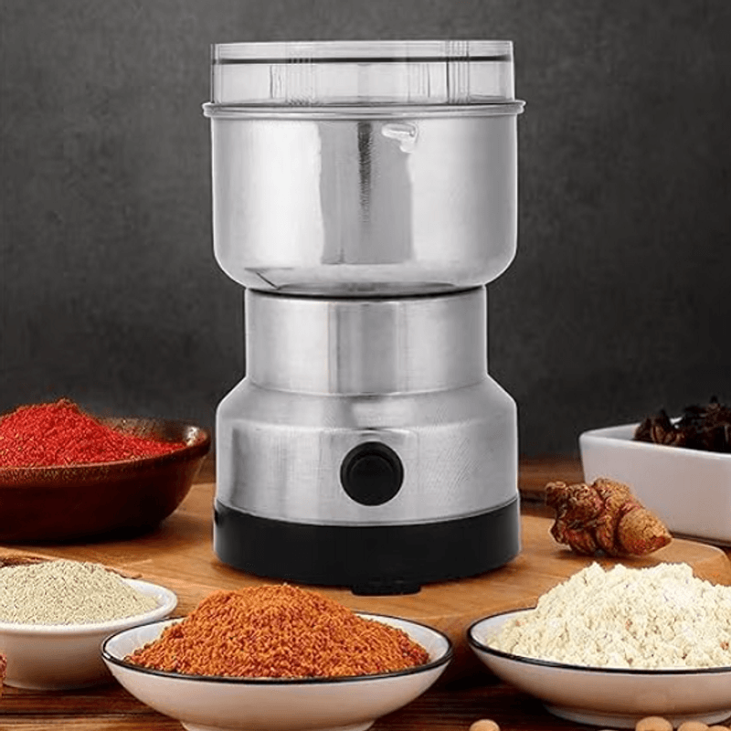 Electronice si Electrocasnice - Electrocasnice bucatarie - Mixere, tocatoare & roboti de bucatarie - Blendere si mini tocatoare - Rasnita electrica, cafea, condimente si nuci, carcasa si lame din inox, 200W, capacitate 100g, argintiu - Infinity.ro