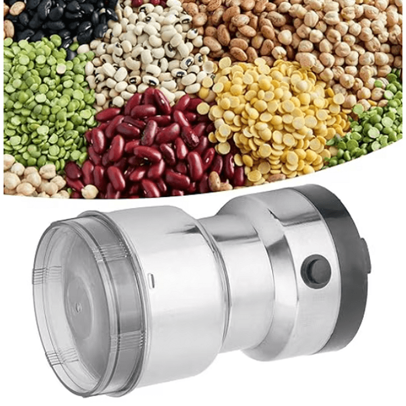 Electronice si Electrocasnice - Electrocasnice bucatarie - Mixere, tocatoare & roboti de bucatarie - Blendere si mini tocatoare - Rasnita electrica, cafea, condimente si nuci, carcasa si lame din inox, 200W, capacitate 100g, argintiu - Infinity.ro