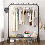 Casa si Gradina - Mobilier - Organizare si depozitare - Organizator incaltaminte - Suport dublu pentru haine, 110 x 54 x 150 cm, negru mat - Infinity.ro