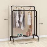 Casa si Gradina - Mobilier - Organizare si depozitare - Organizator incaltaminte - Suport dublu pentru haine, 110 x 54 x 150 cm, negru mat - Infinity.ro