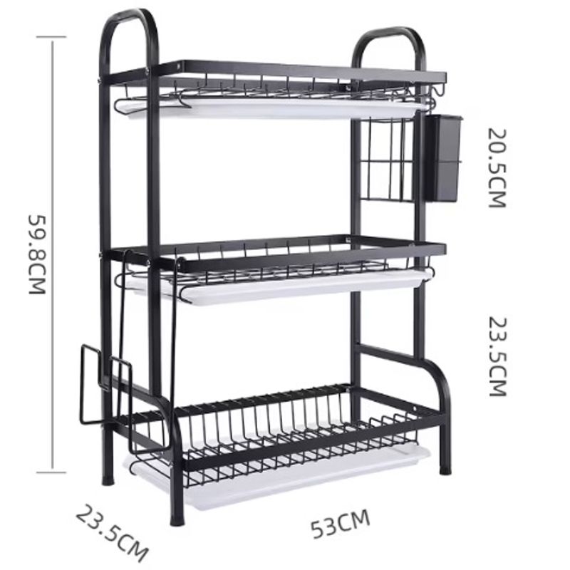 Casa si Gradina - Bucatarie si vesela - Organizare si depozitare bucatarie - Scurgator vase - Scurgator pentru vase si tacamuri cu picurator, 3 niveluri - Infinity.ro