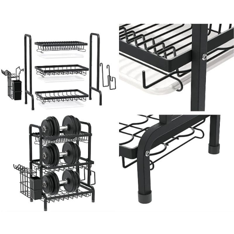 Casa si Gradina - Bucatarie si vesela - Organizare si depozitare bucatarie - Scurgator vase - Scurgator pentru vase si tacamuri cu picurator, 3 niveluri - Infinity.ro