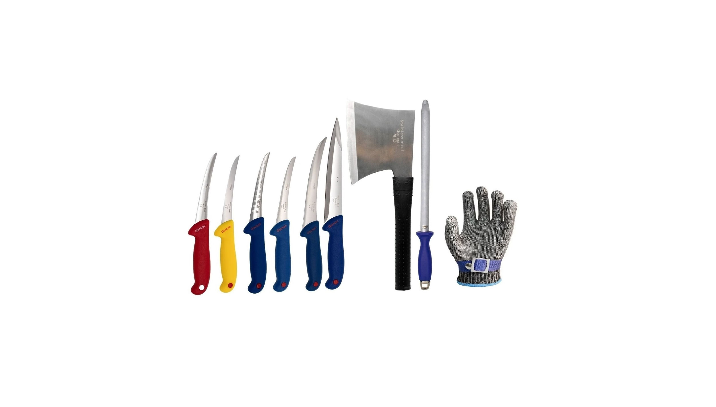 Set cutite profesionale macelarie, 9 piese