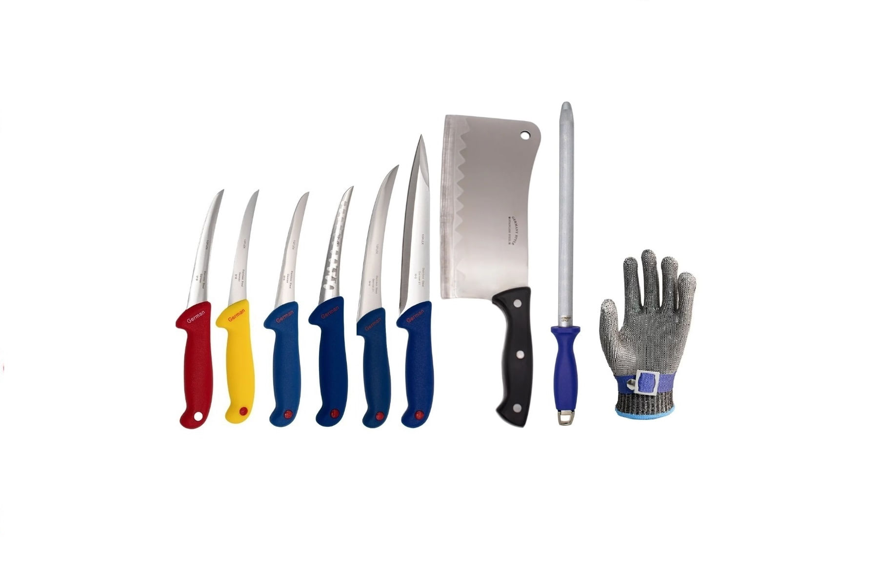 Set cutite profesionale macelarie, 9 piese