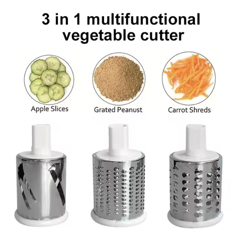 Casa si Gradina - Bucatarie si vesela - Ustensile bucatarie - Razatori si curatatoare - Razatoare multifunctionala 3 in 1, manuala, 3 lame rotative din inox - Infinity.ro