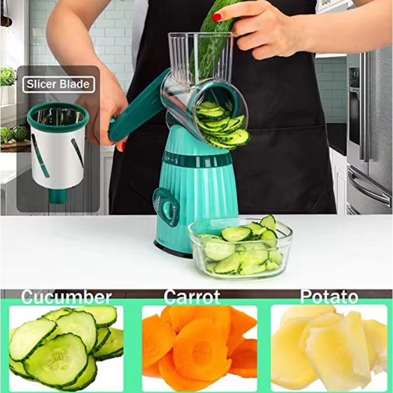 Casa si Gradina - Bucatarie si vesela - Ustensile bucatarie - Razatori si curatatoare - Razatoare multifunctionala 3 in 1, manuala, 3 lame rotative din inox - Infinity.ro