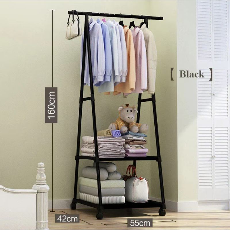Casa si Gradina - Mobilier - Organizare si depozitare - Umerase si valeti - Suport pentru haine si umerase, 160 x 55 x 42 cm, negru - Infinity.ro