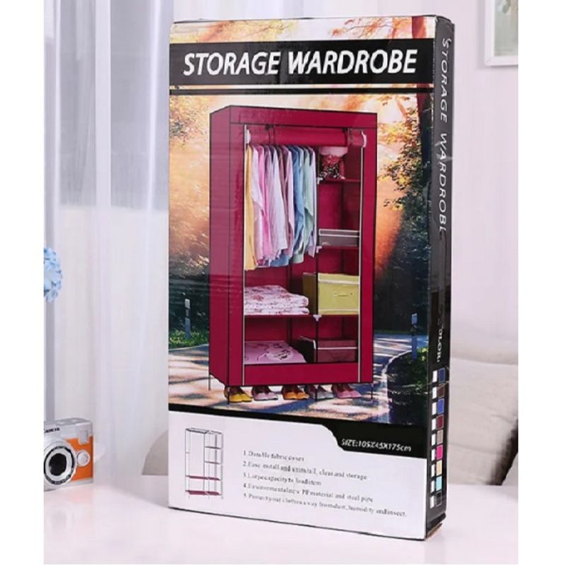 Casa si Gradina - Mobilier - Dulapuri si sifoniere - Sifoniere - Sifonier/dulap textil dublu-umerase si rafturi, cu cadru metalic 105x45x175 cm - Infinity.ro