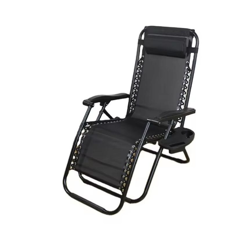 Sport si Outdoor - Camping - Mobilier pentru camping - Scaune camping - Scaun camping, pliabil, cu pernuta, suport pentru pahare si carte, negru - Infinity.ro