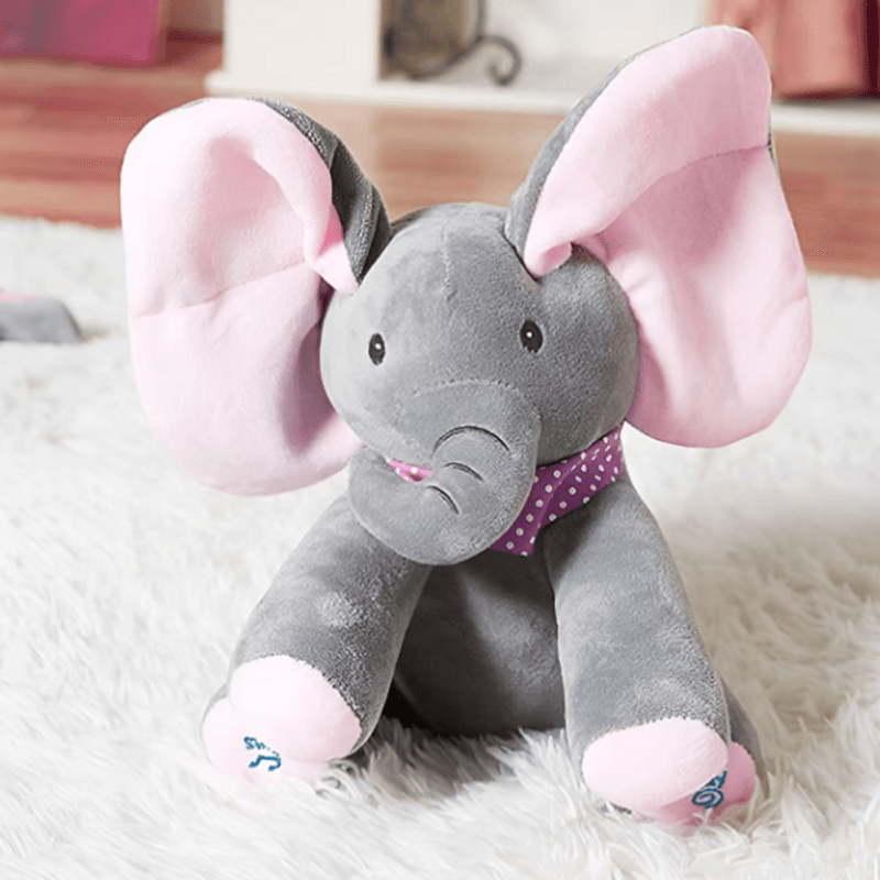 Jucarii, Copii si Bebe - Jucarii si jocuri - Jucarii & jocuri educative - Jucarii interactive - Jucarie interactiva elefant, canta si vorbeste, 30x15 cm, gri/roz - Infinity.ro
