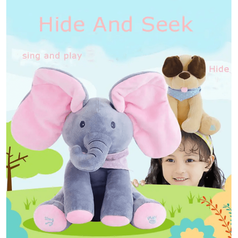 Jucarii, Copii si Bebe - Jucarii si jocuri - Jucarii & jocuri educative - Jucarii interactive - Jucarie interactiva elefant, canta si vorbeste, 30x15 cm, gri/roz - Infinity.ro