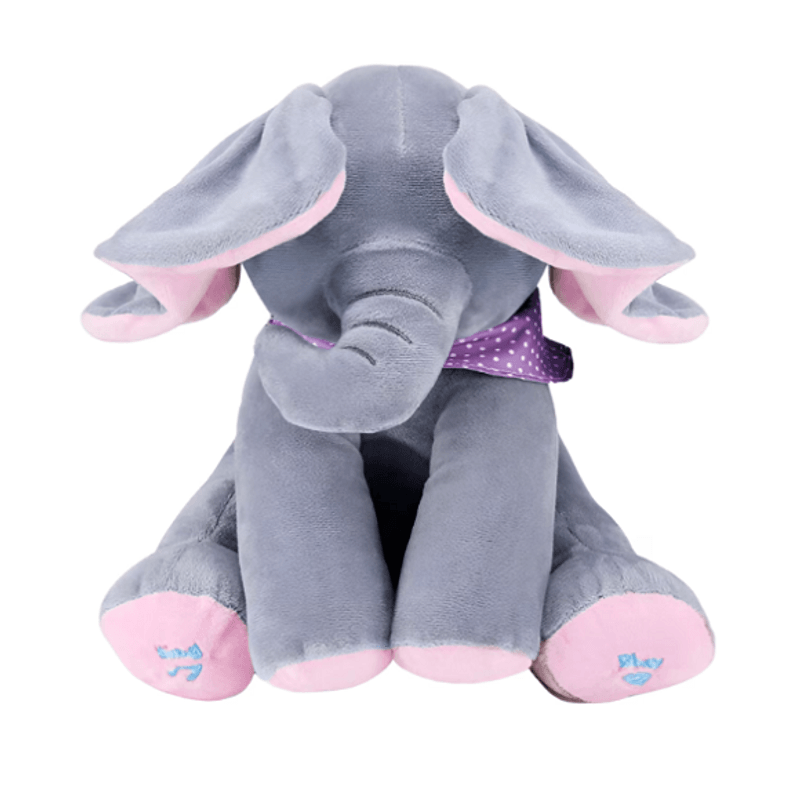 Jucarii, Copii si Bebe - Jucarii si jocuri - Jucarii & jocuri educative - Jucarii interactive - Jucarie interactiva elefant, canta si vorbeste, 30x15 cm, gri/roz - Infinity.ro