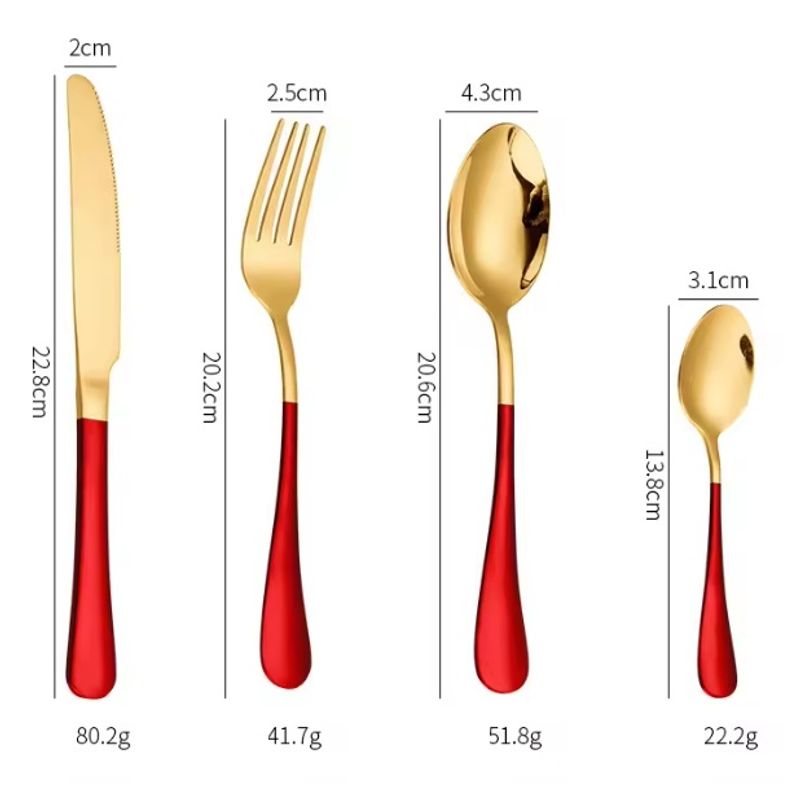 Casa si Gradina - Bucatarie si vesela - Vesela si tacamuri - Tacamuri si seturi - Set tacamuri 24 piese, auriu/rosu - Infinity.ro
